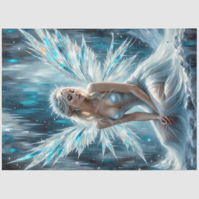 Glacial Wings Ice Fairy Angel Gothic Winter  Tissue Paper (Front)