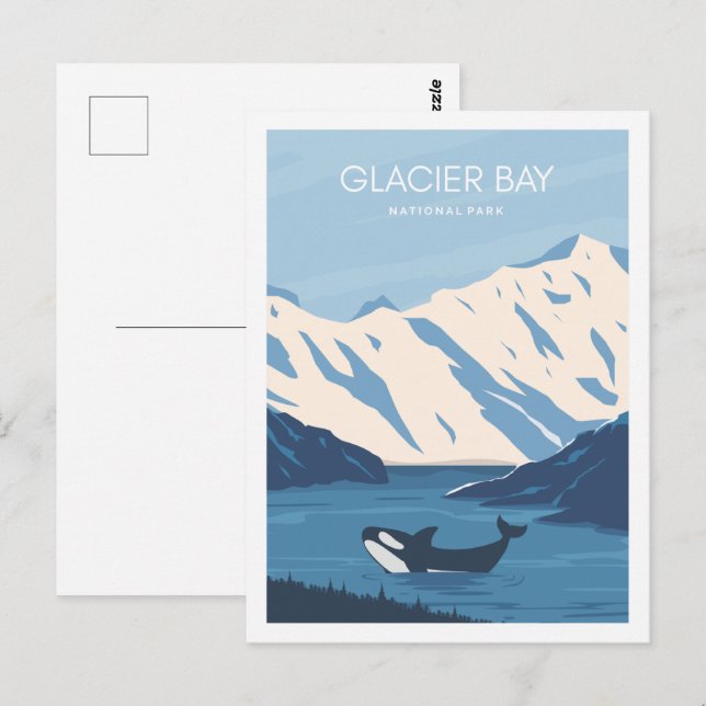 Glacier Bay Alaska USA Travel Place Illustration Postcard (Front/Back)