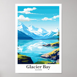 Glacier Bay Alaska Vintage Travel Illustration Poster