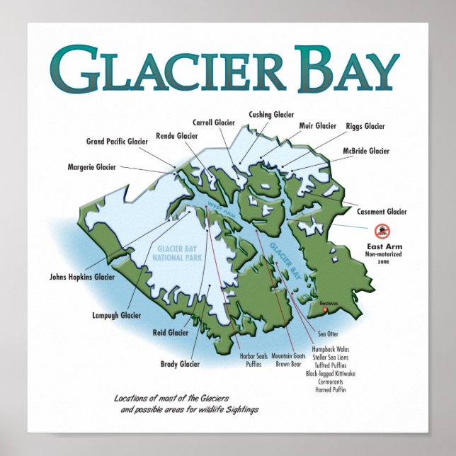 Glacier Bay Map Print (Front)