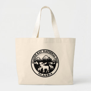 Glacier Bay National Park Alaska moose circle Large Tote Bag