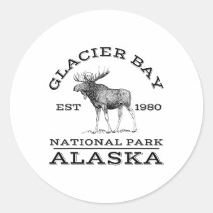 Glacier Bay National Park Alaska Moose Hiking Outd Classic Round Sticker