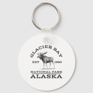 Glacier Bay National Park Alaska Moose Hiking Outd Key Ring