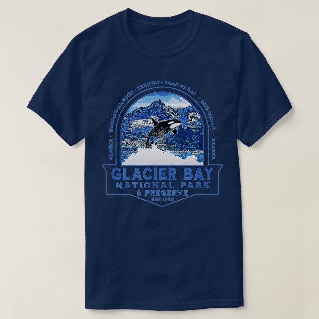 Glacier Bay National Park Alaska Orca Mountains Fi T-Shirt (Design Front)