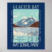 Glacier Bay National Park Alaska Retro Distressed 