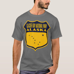 Glacier Bay National Park Alaska Retro Shield Blue T-Shirt