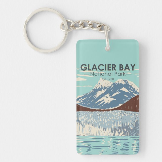 Glacier Bay National Park Alaska Vintage Key Ring (Front)