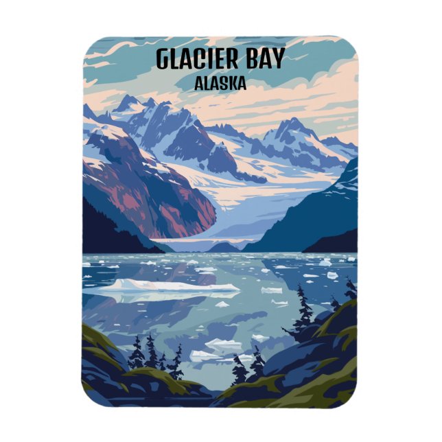 Glacier Bay National Park Alaska Vintage Travel Magnet (Vertical)
