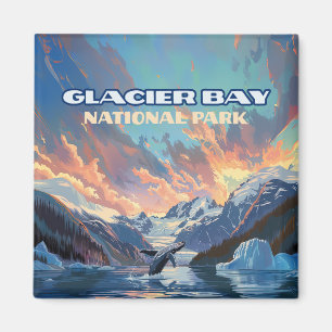 Glacier Bay National Park Alaska Whale Vintage Magnet
