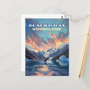 Glacier Bay National Park Alaska Whale Vintage Postcard