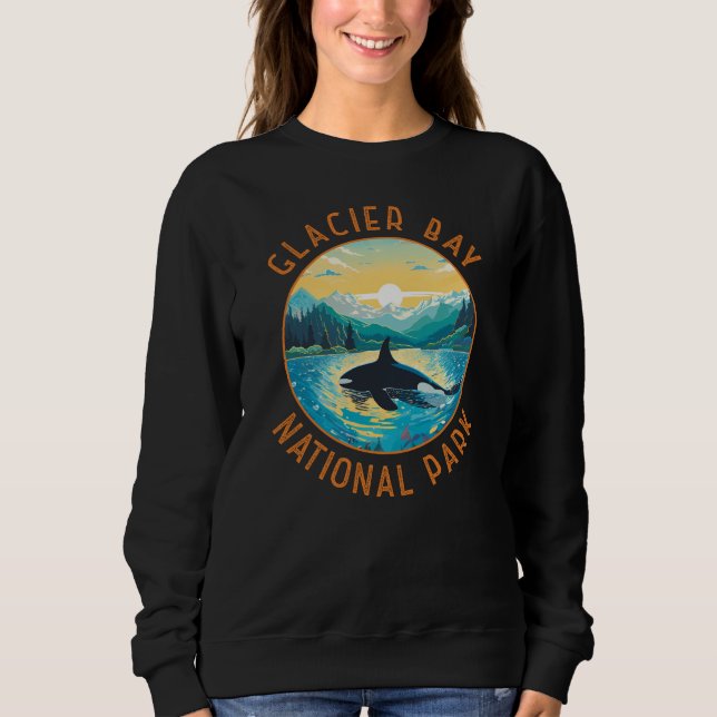 Glacier Bay National Park Orca Distressed Circle Sweatshirt (Front)