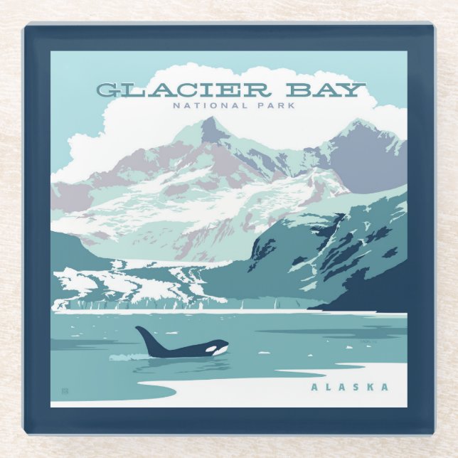 Glacier Bay National Park | Orca Glass Coaster (Front)