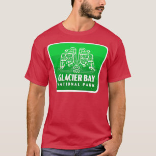 Glacier Bay National Park Retro Bird Badge Green T-Shirt