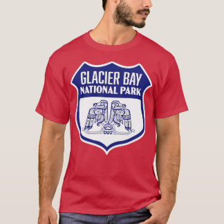 Glacier Bay National Park Retro Bird Shield Blue T-Shirt