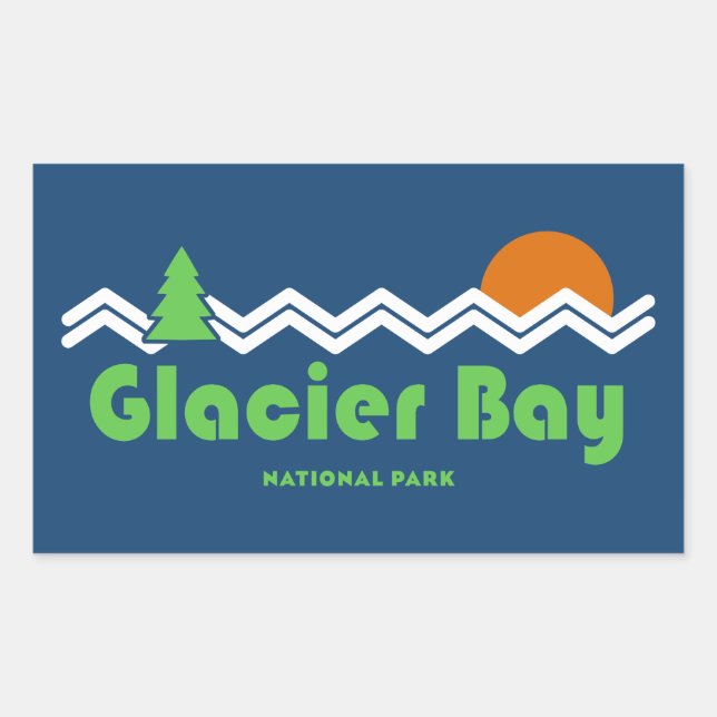 Glacier Bay National Park Retro Rectangular Sticker (Front)