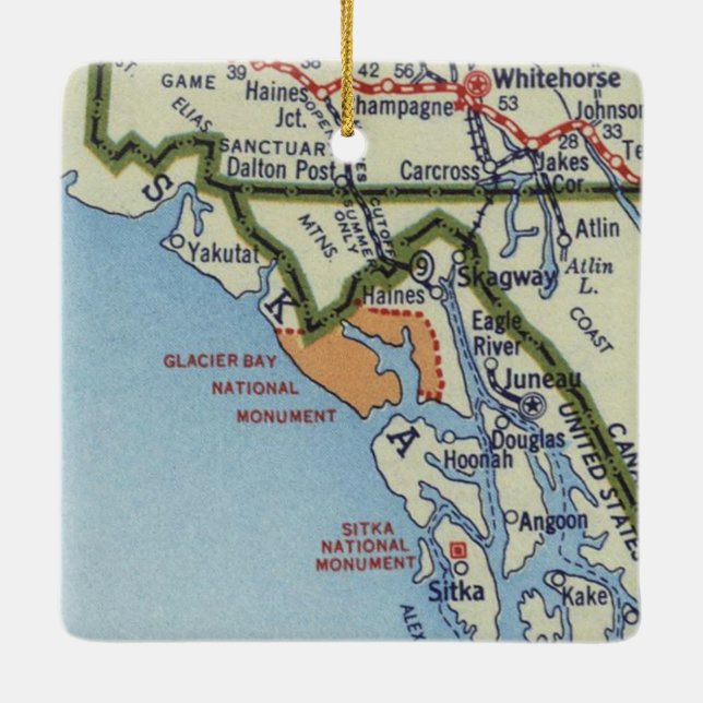 Glacier Bay Vintage Map Ceramic Ornament (Back)