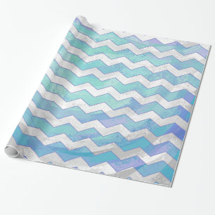 Glacier Blue Chevron Pattern Wrapping Paper