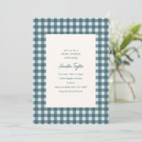 Glacier Blue Gingham Preppy Bridal Shower Brunch
