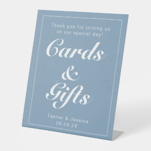 Glacier Blue & White Modern Minimalist Gift Table Pedestal Sign