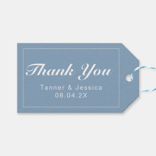 Glacier Blue & White Modern Minimalist Thank You Gift Tags