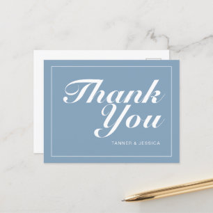 Glacier Blue & White Modern Minimalist Thank You  Postcard
