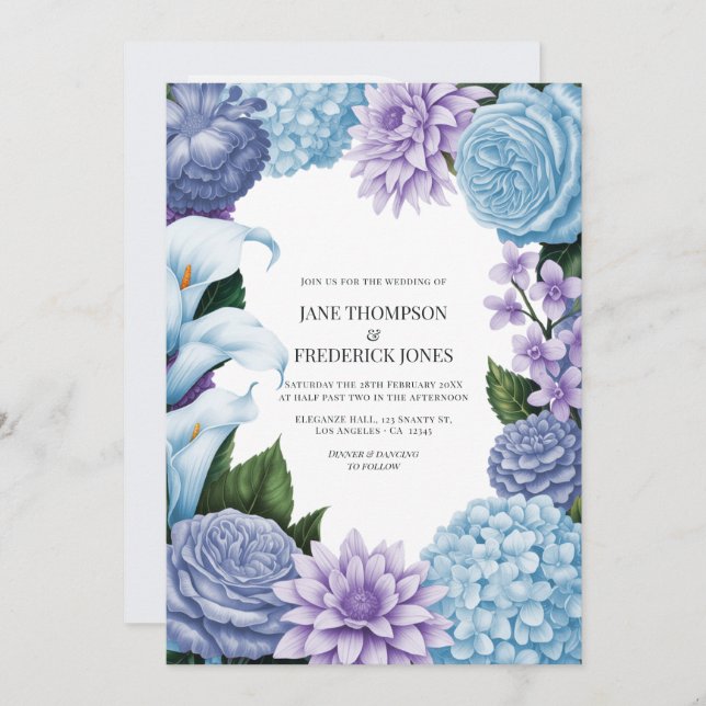 Glacier Bluebell/Soft Periwinkle & Winter Wisteria Invitation (Front/Back)