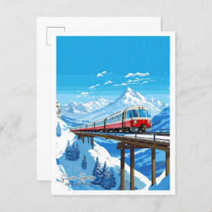 Glacier Express Switzerland Travel illustration Postcard
