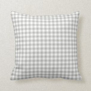 Glacier Grey Gingham Pattern Throw Pillow