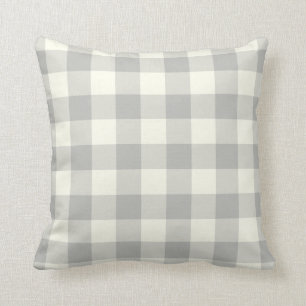 Glacier Grey Gingham Throw Pillow