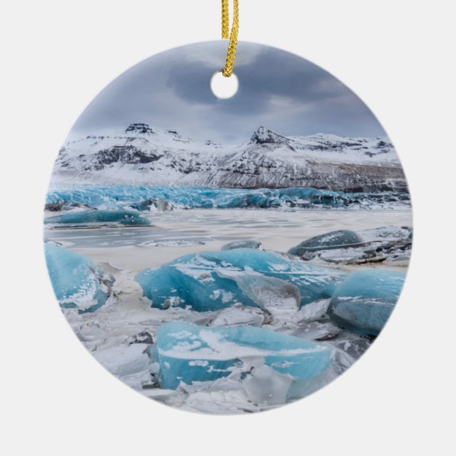 Glacier Ice landscape, Iceland Ceramic Tree Decoration (Front)