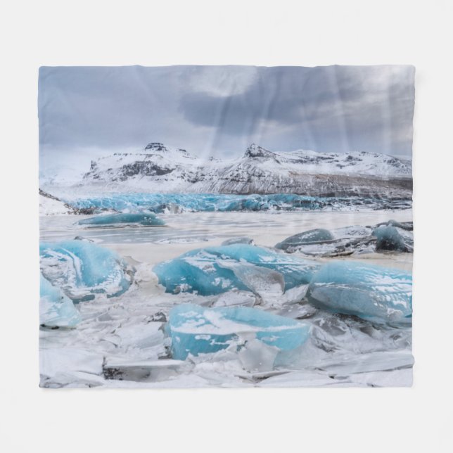 Glacier Ice landscape, Iceland Fleece Blanket (Front (Horizontal))