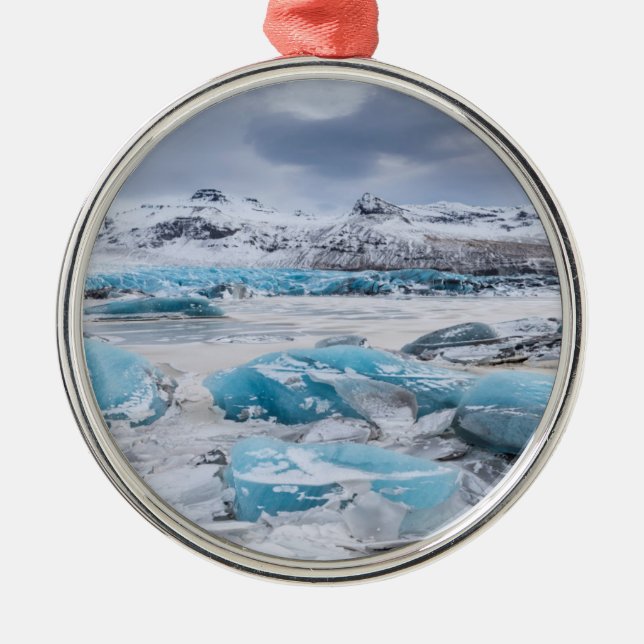 Glacier Ice landscape, Iceland Metal Tree Decoration (Front)