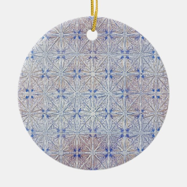 Glacier Lace — Delicate Snowflake Pattern Ceramic Tree Decoration (Front)