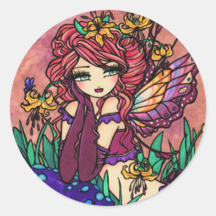 "Glacier Lily" Fairy Fantasy Fairy Art Classic Round Sticker