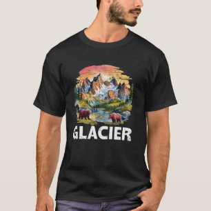 Glacier Montana Glacial Lakes Park Wildlife Mounta T-Shirt