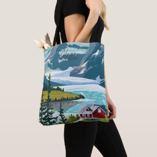 Glacier Montana US Vintage Art Travel Illustration Tote Bag