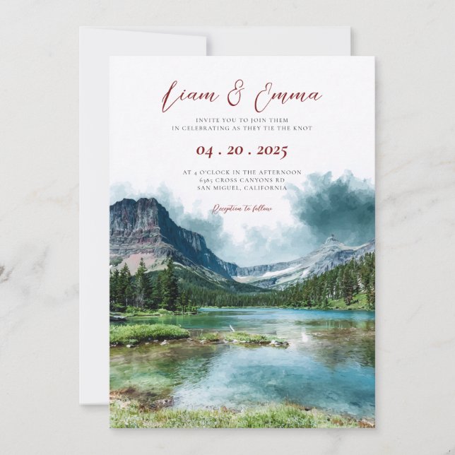 Glacier Mountains Montana Wedding  Invitation (Front)