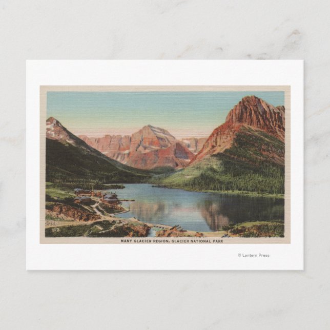 Glacier, MT - View of the Many Glacier Region Postcard (Front)