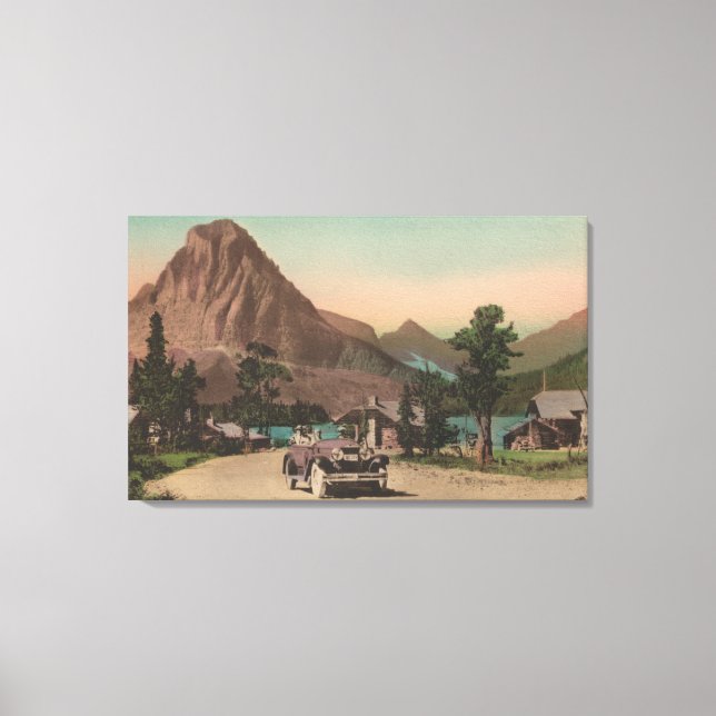 Glacier, MT - View of Two Chalets & Mt. Rockwell Canvas Print (Front)