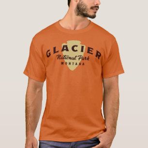 Glacier National Park Arched Text Brown T-Shirt