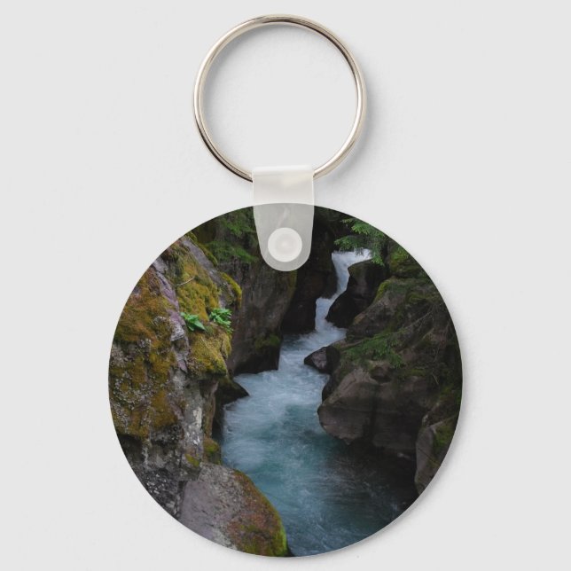 Glacier National Park Avalance Gorge Creek Photo  Key Ring (Front)