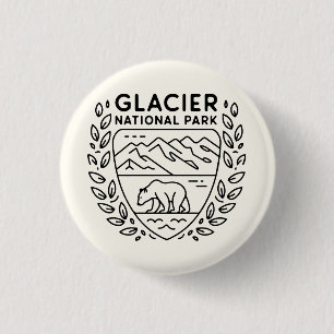 Glacier National Park Bear Emblem 3 Cm Round Badge