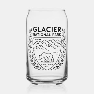 Glacier National Park Bear Emblem Can Glass