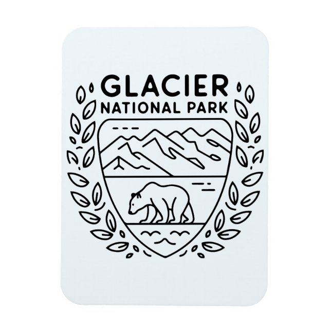 Glacier National Park Bear Emblem Magnet (Vertical)