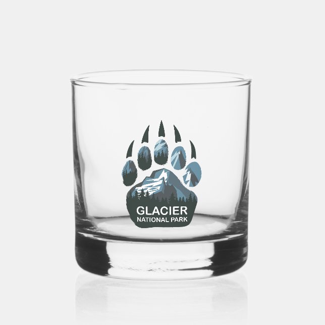 Glacier National Park Bear Paw Whiskey Glass (Front)