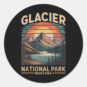 Glacier National Park Bear Vintage Montana Hiking Classic Round Sticker