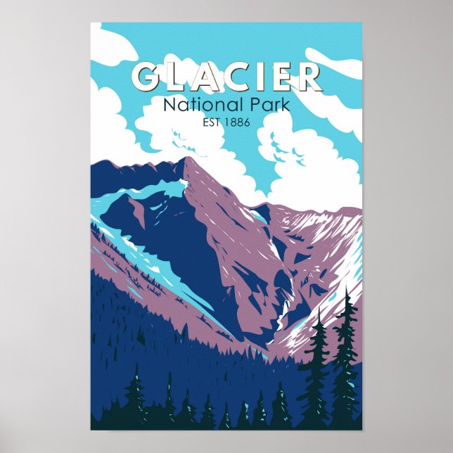Glacier National Park Canada Travel Art Vintage Poster (Front)