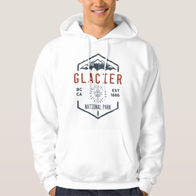 Glacier National Park Canada Vintage Distressed Hoodie (Front)