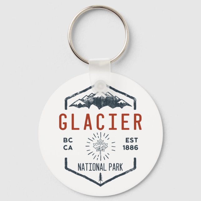 Glacier National Park Canada Vintage Distressed Key Ring (Front)