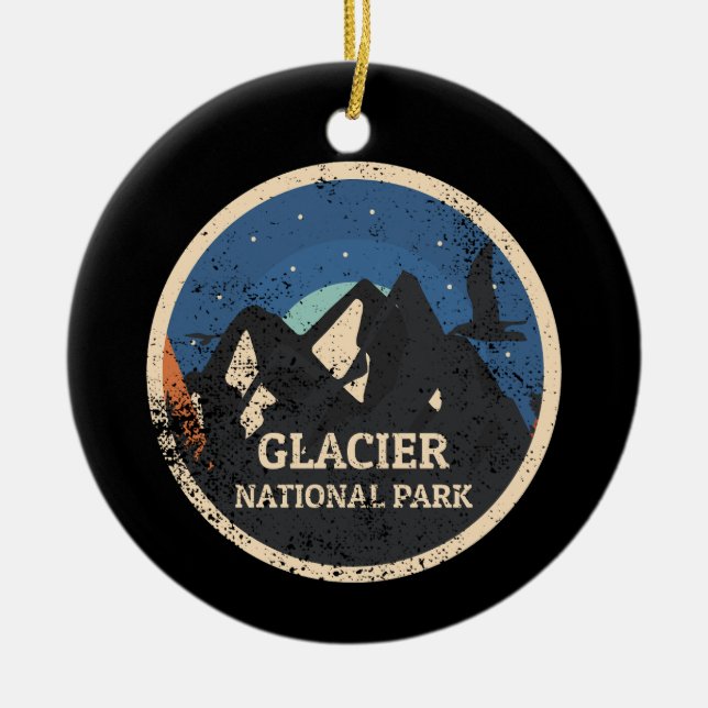 Glacier National Park Ceramic Tree Decoration (Front)